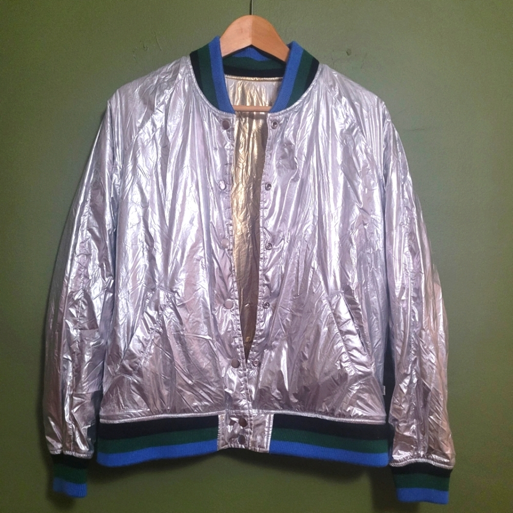 Levi’s x Thermore Metallic Silver Bomber Jacket – Size M